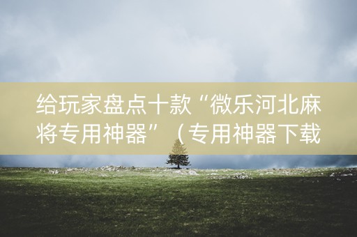 给玩家盘点十款“微乐河北麻将专用神器”（专用神器下载)