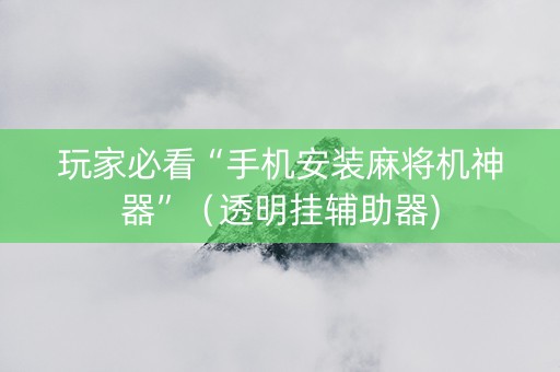 玩家必看“手机安装麻将机神器”（透明挂辅助器)