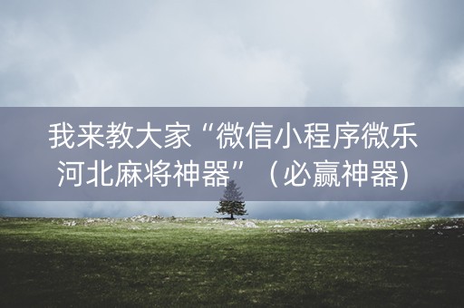 我来教大家“微信小程序微乐河北麻将神器”（必赢神器)