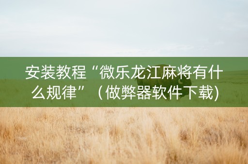 安装教程“微乐龙江麻将有什么规律”（做弊器软件下载)
