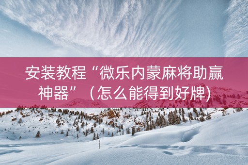 安装教程“微乐内蒙麻将助赢神器”（怎么能得到好牌)