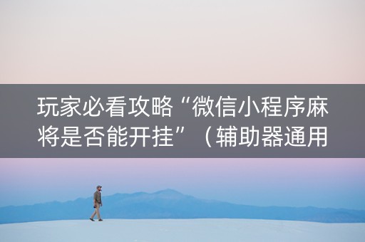 玩家必看攻略“微信小程序麻将是否能开挂”（辅助器通用版)