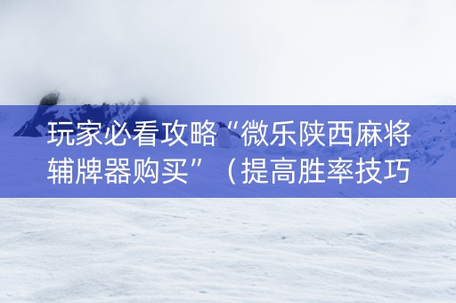 玩家必看攻略“微乐陕西麻将辅牌器购买”（提高胜率技巧)