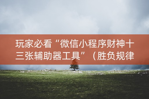 玩家必看“微信小程序财神十三张辅助器工具”（胜负规律拿好牌)