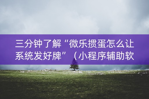 三分钟了解“微乐掼蛋怎么让系统发好牌”（小程序辅助软件)
