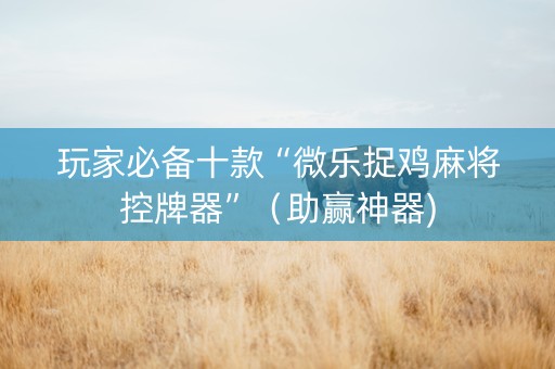 玩家必备十款“微乐捉鸡麻将控牌器”（助赢神器)