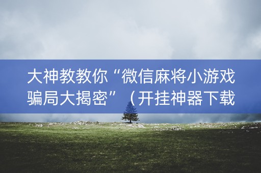 大神教教你“微信麻将小游戏骗局大揭密”（开挂神器下载)