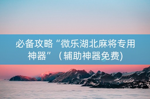 必备攻略“微乐湖北麻将专用神器”（辅助神器免费)