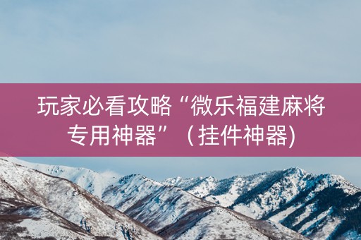 玩家必看攻略“微乐福建麻将专用神器”（挂件神器)