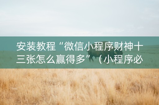 安装教程“微信小程序财神十三张怎么赢得多”（小程序必赢神器)