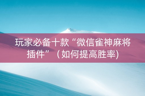 玩家必备十款“微信雀神麻将插件”（如何提高胜率)