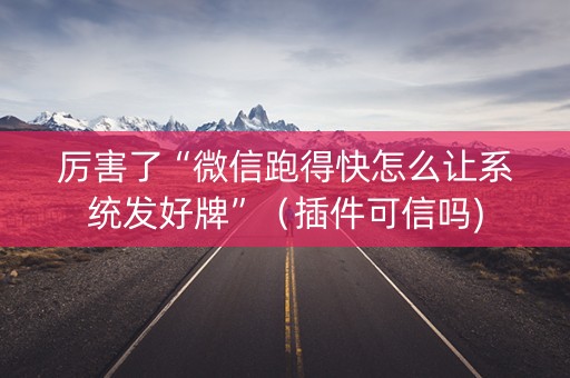 厉害了“微信跑得快怎么让系统发好牌”（插件可信吗)