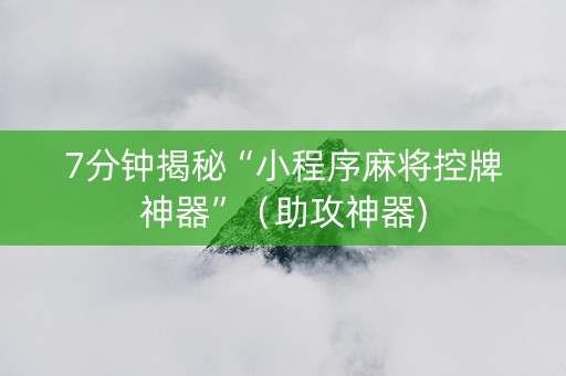 7分钟揭秘“小程序麻将控牌神器”（助攻神器)