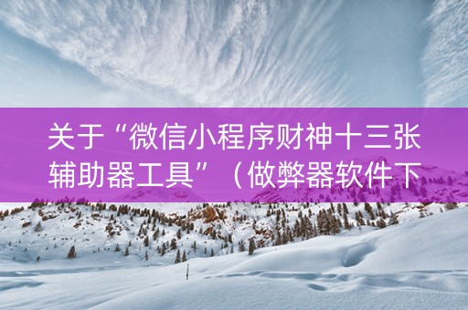 关于“微信小程序财神十三张辅助器工具”（做弊器软件下载)