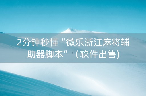 2分钟秒懂“微乐浙江麻将辅助器脚本”（软件出售)