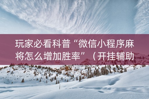 玩家必看科普“微信小程序麻将怎么增加胜率”（开挂辅助脚本)