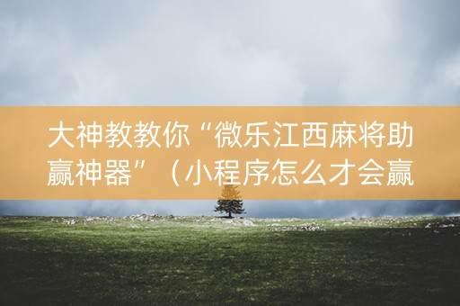 大神教教你“微乐江西麻将助赢神器”（小程序怎么才会赢)