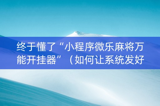 终于懂了“小程序微乐麻将万能开挂器”（如何让系统发好牌)