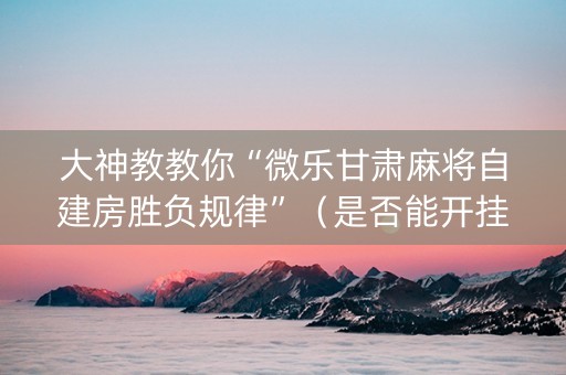大神教教你“微乐甘肃麻将自建房胜负规律”（是否能开挂)