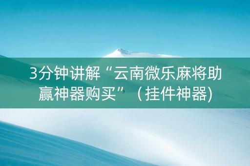 3分钟讲解“云南微乐麻将助赢神器购买”（挂件神器)