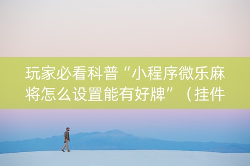 玩家必看科普“小程序微乐麻将怎么设置能有好牌”（挂件神器)
