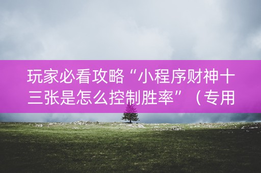 玩家必看攻略“小程序财神十三张是怎么控制胜率”（专用神器)