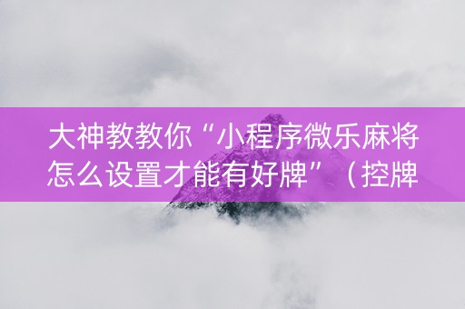 大神教教你“小程序微乐麻将怎么设置才能有好牌”（控牌神器)
