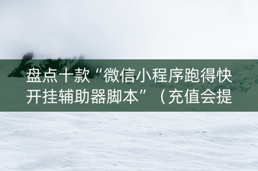 盘点十款“微信小程序跑得快开挂辅助器脚本”（充值会提高胜率么)