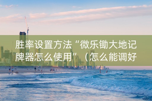 胜率设置方法“微乐锄大地记牌器怎么使用”（怎么能调好牌)