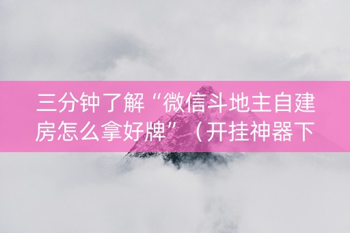 三分钟了解“微信斗地主自建房怎么拿好牌”（开挂神器下载)