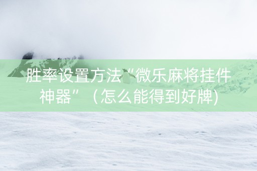 胜率设置方法“微乐麻将挂件神器”（怎么能得到好牌)