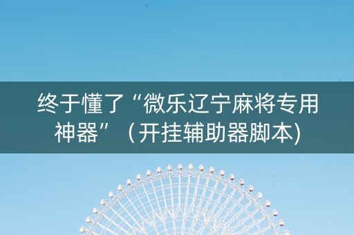 终于懂了“微乐辽宁麻将专用神器”（开挂辅助器脚本)