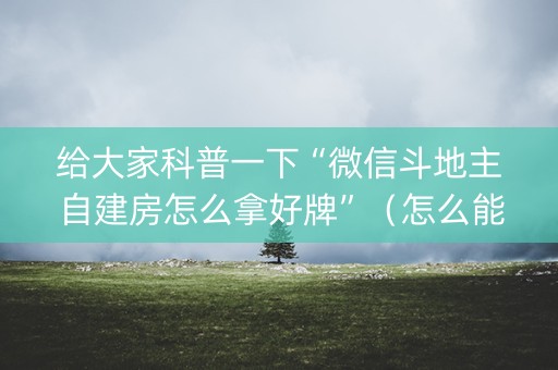 给大家科普一下“微信斗地主自建房怎么拿好牌”（怎么能得到好牌)