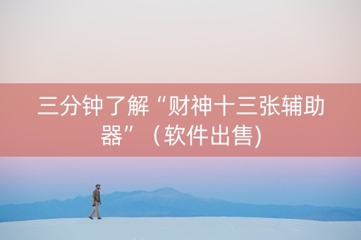三分钟了解“财神十三张辅助器”（软件出售)