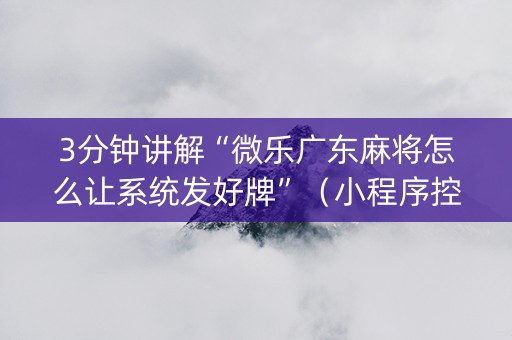 3分钟讲解“微乐广东麻将怎么让系统发好牌”（小程序控牌器)