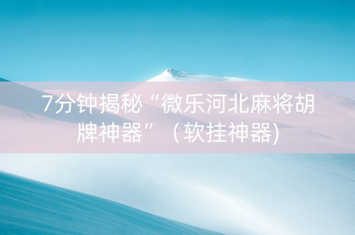 7分钟揭秘“微乐河北麻将胡牌神器”（软挂神器)