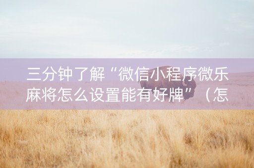 三分钟了解“微信小程序微乐麻将怎么设置能有好牌”（怎么能调好牌)