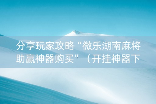 分享玩家攻略“微乐湖南麻将助赢神器购买”（开挂神器下载)