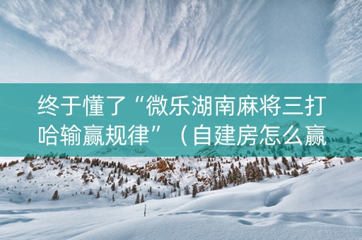 终于懂了“微乐湖南麻将三打哈输赢规律”（自建房怎么赢)