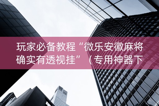 玩家必备教程“微乐安徽麻将确实有透视挂”（专用神器下载)