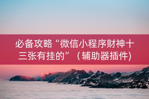 必备攻略“微信小程序财神十三张有挂的”（辅助器插件)