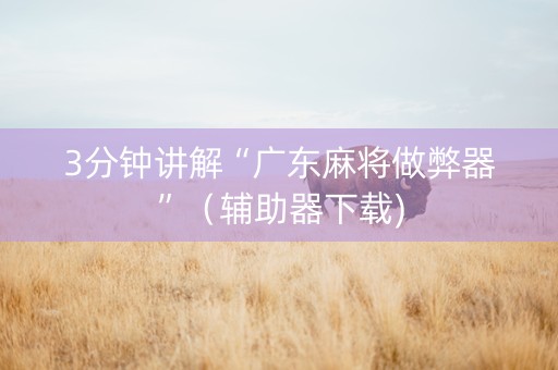 3分钟讲解“广东麻将做弊器”（辅助器下载)