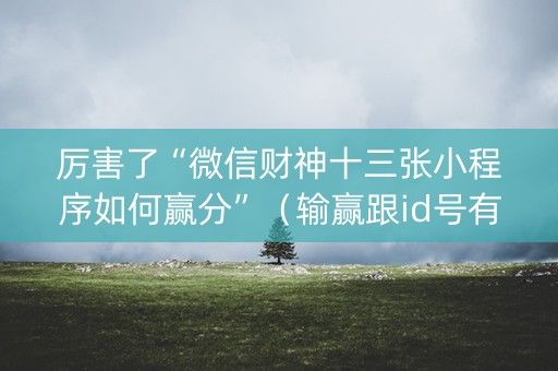 厉害了“微信财神十三张小程序如何赢分”（输赢跟id号有关系吗)