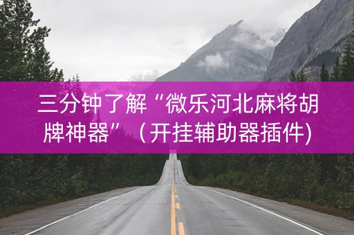 三分钟了解“微乐河北麻将胡牌神器”（开挂辅助器插件)