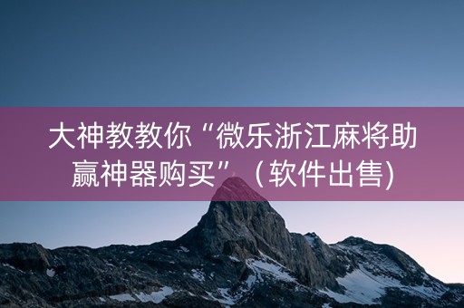 大神教教你“微乐浙江麻将助赢神器购买”（软件出售)