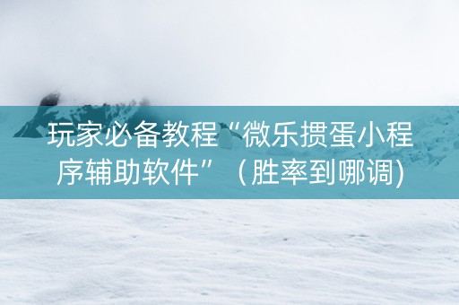 玩家必备教程“微乐掼蛋小程序辅助软件”（胜率到哪调)