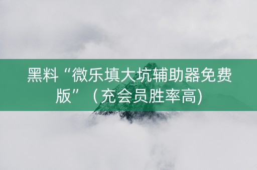 黑料“微乐填大坑辅助器免费版”（充会员胜率高)