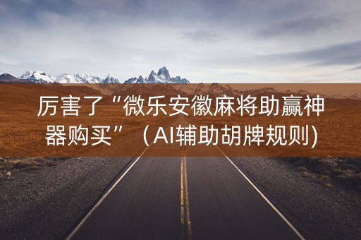 厉害了“微乐安徽麻将助赢神器购买”（AI辅助胡牌规则)