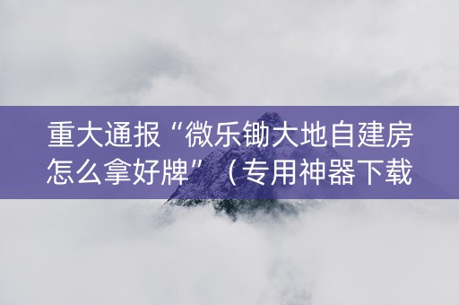 重大通报“微乐锄大地自建房怎么拿好牌”（专用神器下载)