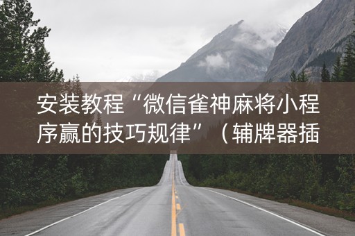 安装教程“微信雀神麻将小程序赢的技巧规律”（辅牌器插件购买)
